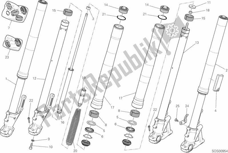 All parts for the Front Fork of the Ducati Scrambler Cafe Racer 803 2020